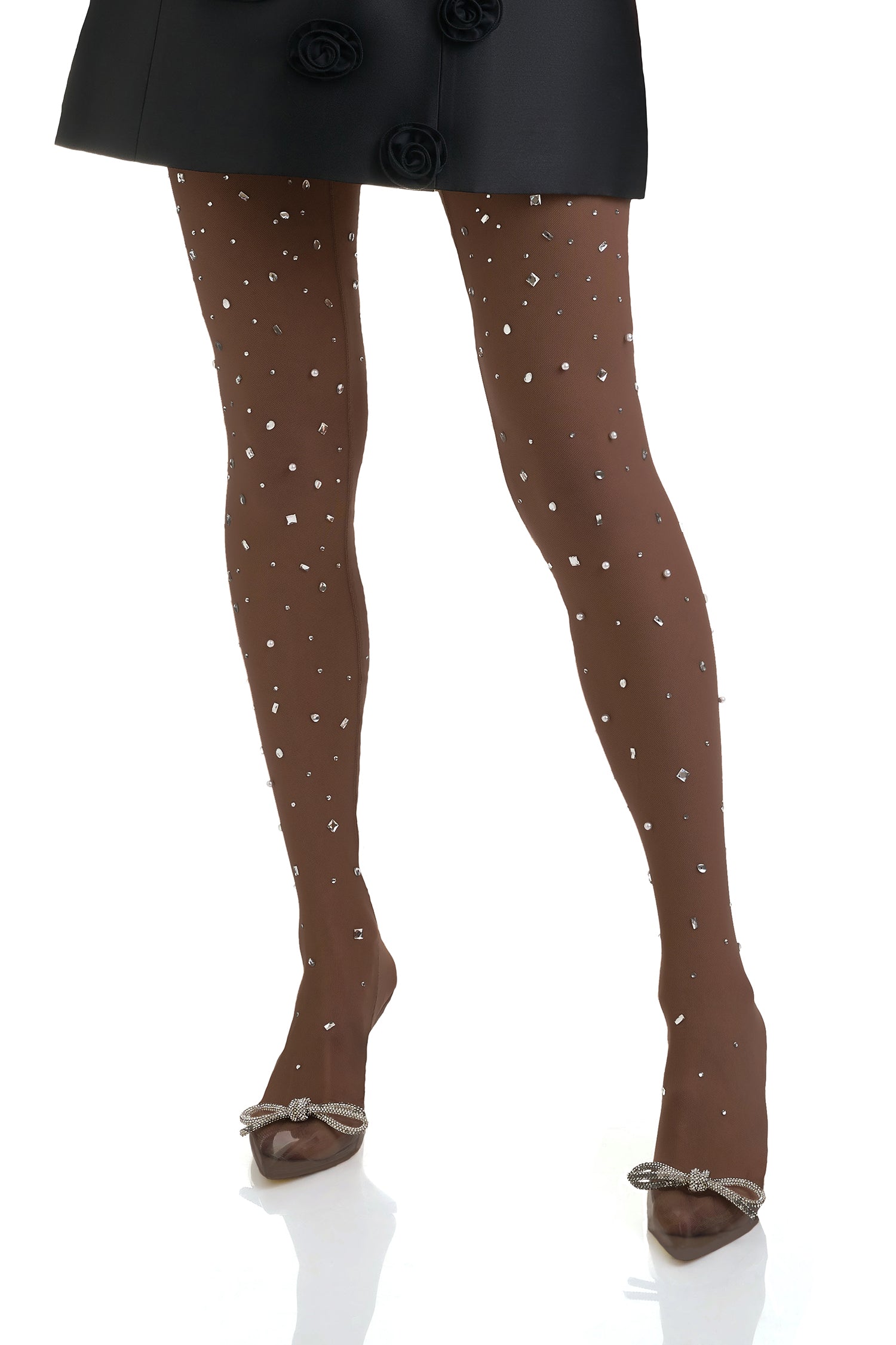 Athena Embellished Stockings | Dark Tan - ELIYA THE LABEL